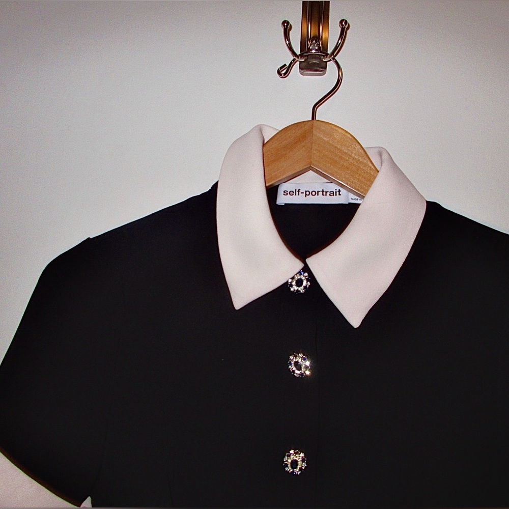 Self-Portrait Black Dress with White Collar - Picture 3 of 4